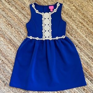Lilly Pulitzer girls electric blue w/ gold brocade party dress✨✨✨, size L (8-10)
